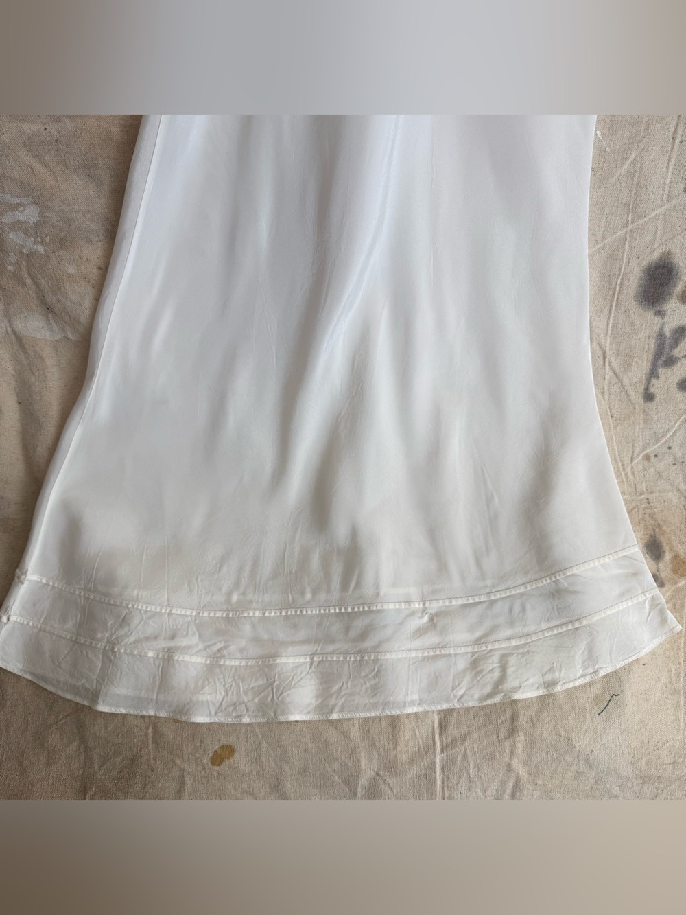 Vintage 50s White Semi-Sheer Coquette Cottage Taffeta Slip Dress ~ Size XS - Picture 3 of 9